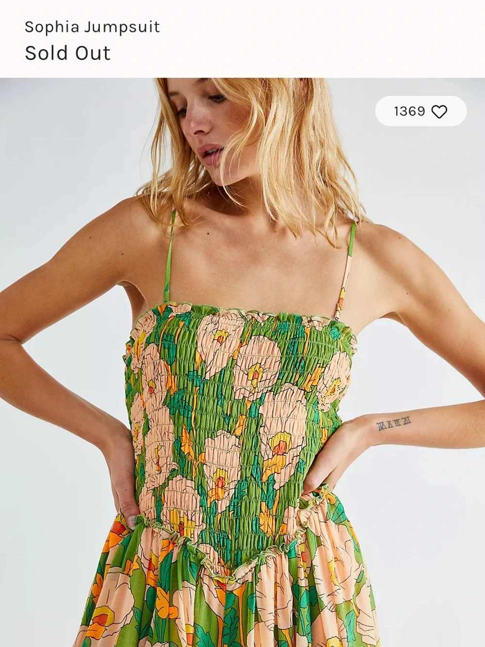 Free People Sophia Jumpsuit in Avocado Combo